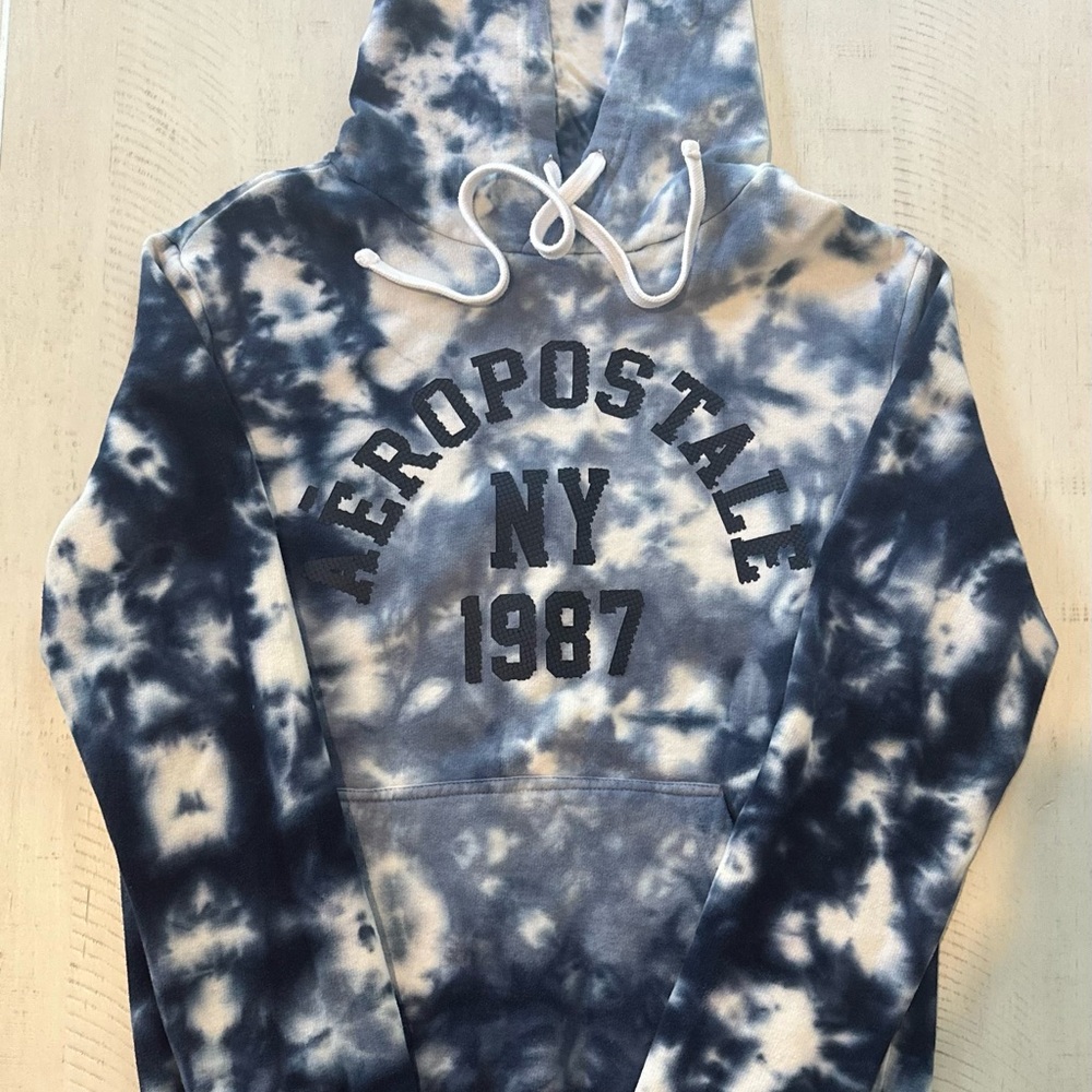 Aeropostale Black and White Tie-Dye Hoodie